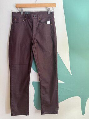 GAP Faux leather slim mid rise stretch jeans in wine color Size 28R